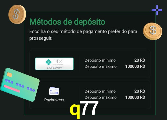 O cassino q77 oferece uma grande variedade de métodos de pagamento